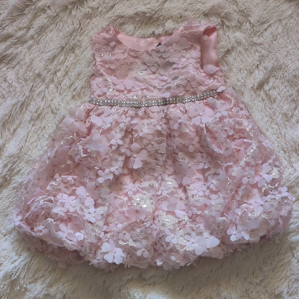 Blueberi Boulevard Pink Lace Kids Dress